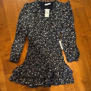 Floral Navy Dress with Ruffle Details